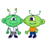 🤝 Alien, Cartoon, Figuren, Grün, Freundlich, Außerirdisch, Süß telegram sticker