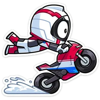 😳 moto, casco, pilota, veicolo, sport, velocità, cartone animato, animazione telegram sticker