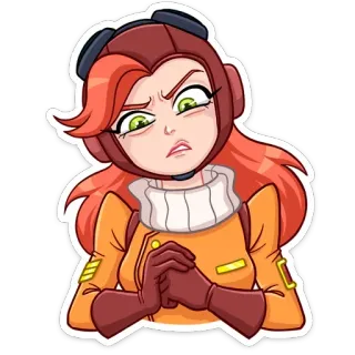 😡 ผู้หญิง, โกรธ, นักบิน, การ์ตูน, อารมณ์เสีย, จริงจัง, ตัวละคร telegram sticker