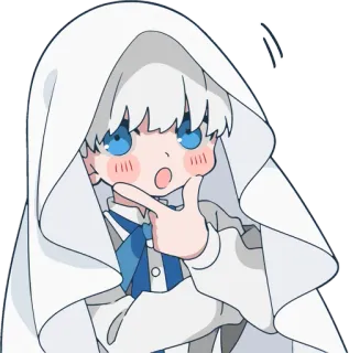 🤔 Anime, Lindo, Personaje, Ilustración, Ojos azules, Pensando telegram sticker