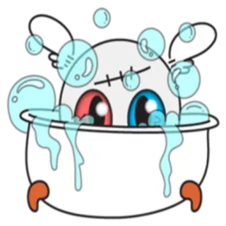 🛁 mignon, dessin animé, bulle, baignoire, monstre telegram sticker