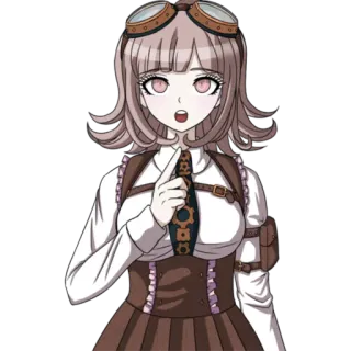 👩‍🔧 Chiaki Nanami Danganronpa anime, video game, character, girl, pink hair, steampunk telegram sticker