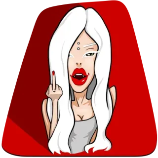 🥳 wanita, jari tengah, menyinggung, kartun, gadis, gestur, kasar telegram sticker