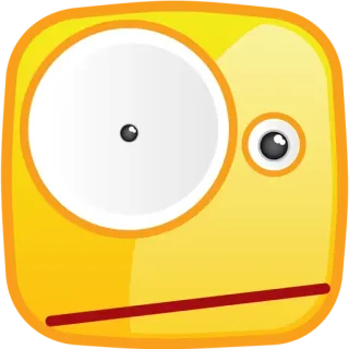 😛 dibujo animado, cuadrado, amarillo, cara, ojo, animación whatsapp sticker
