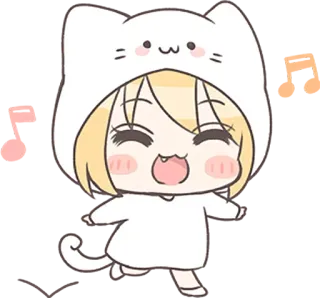 🎶 chat, animé, kawaii, mignon, chibi, dessin animé telegram sticker