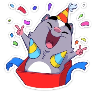 🥳 criceto, festa, party, coriandoli, festivo, animale, carino telegram sticker