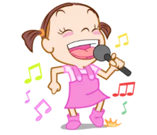 🎤 chica, cantando, micrófono, música, dibujos animados, alegre, linda telegram sticker