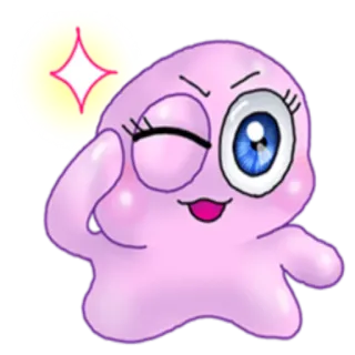 😉 Dessin animé, Rose, Mignon, Tache, Étincelle, Clin d'oeil telegram sticker