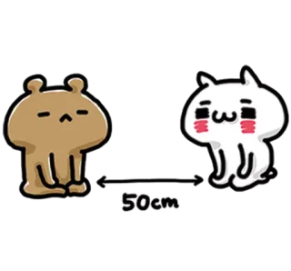 ❤️ 50cm khoảng cách, giãn cách xã hội, gấu, thỏ, động vật, kawaii telegram sticker