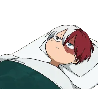 😐 Shoto Todoroki My Hero Academia Anime, Todoroki, My Hero Academia, Müde, Bett, Schläfrig telegram sticker