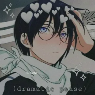 💜 dramatic pause Аниме, Очки, Сердечки, Мультфильм, Милый telegram sticker