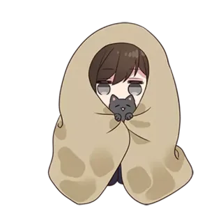 😐 coperta, gatto, carino, cartone animato, kawaii, anime, assonnato telegram sticker