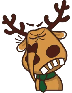 😑 มูส, สัตว์, การ์ตูน, น่ารัก, เศร้า, กวางเรนเดียร์, ตัวละคร telegram sticker