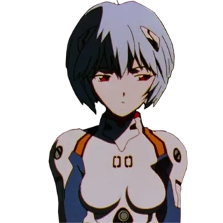 😒 Rei Ayanami Neon Genesis Evangelion anime, personagem, garota, cabelo azul, evangelion, rei ayanami whatsapp sticker