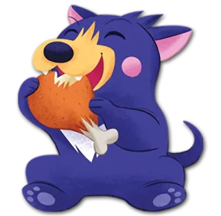 🍗 động vật, hoạt hình, ăn uống, gà, dễ thương, chó sói telegram sticker