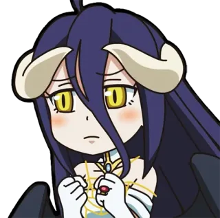 😔 Albedo Overlord anime, sticker, cartoon, fantasy, demon, overlord, albedo telegram sticker