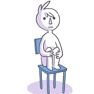 😐 앉음, 캐릭터, 만화, 의자, 슬픈, 생각 telegram sticker