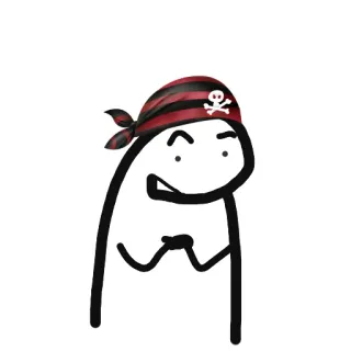 😬 pirate, cartoon, florkofcows, sticker, skull, bandana, character whatsapp sticker
