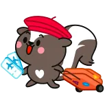 🧳 puzzola, viaggio, aeroporto, bagaglio, basco, cartone animato, animale telegram sticker