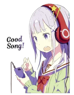 🎧 Good Song! anime, girl, music, headphones, song whatsapp sticker