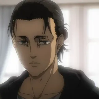 ⚔️ Eren Yeager Attack on Titan Anime, Eren Yeager, Ataque dos Titãs, Triste, Sério, Personagem, Mangá telegram sticker