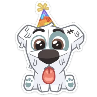 😛 chien, fête, dessin animé, mignon, animal, autocollant, fun whatsapp sticker
