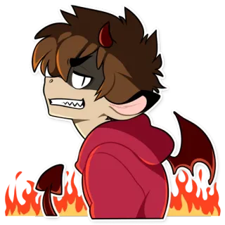 😈 Desenho animado, Diabo, Chifres, Asas, Bravo, Vermelho telegram sticker