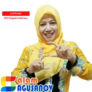🙏 LUTFIYAH
SDN Unggulan Indramayu
Salam AGUSANOV woman, teacher, Indonesian, portrait, name, school whatsapp sticker