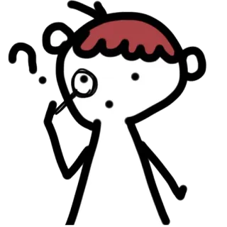 🔍 만화, 물음표, 외알안경, 막대기 인간, 생각 중, 혼란스러움 telegram sticker