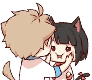 😯 Аниме, Мультфильм, Милый, Пара, Любовь, Поцелуй telegram sticker