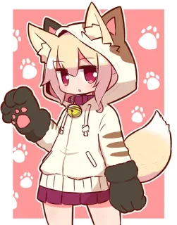 🦊 Anime, Mangá, Gato, Kawaii, Fofo, Orelha de animal, Sino, Furry, Desenho animado telegram sticker