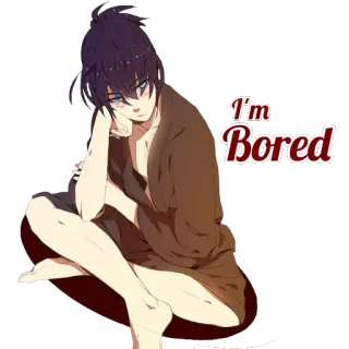 😒 I'm Bored aburrido, anime, manga, estado de ánimo, sentimiento, solo telegram sticker