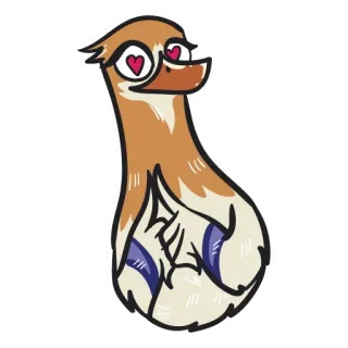 ☹️ pato, amor, ojos de corazón, lindo, pájaro, animal whatsapp sticker