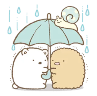 😂 imut, binatang, payung, kartun, siput, beruang, Sumikko Gurashi telegram sticker