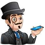 🤑 man, monocle, gentleman, hat, suit, phone telegram sticker