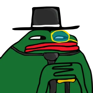 🤵‍♂️ Pepe the Frog pepe, 青蛙, 表情包, 绅士, 高礼帽, 单片眼镜 whatsapp sticker