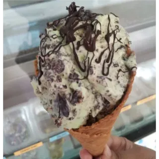 😋 ice cream, cone, dessert, mint chocolate chip, food telegram sticker