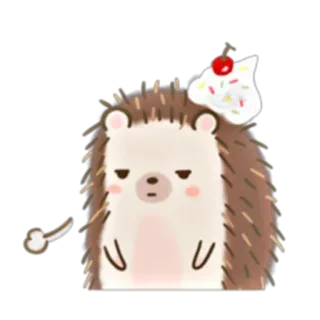 😪 erizo, animal, lindo, postre, cereza, chispas, crema batida whatsapp sticker