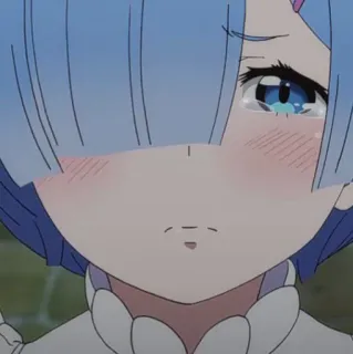 😞 Rem Re:Zero anime, Rem, crying, emotional, sad, cute telegram sticker