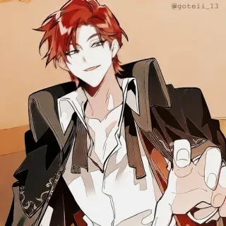 🍷 Anime, Homem, Cabelo Ruivo, Personagem telegram sticker