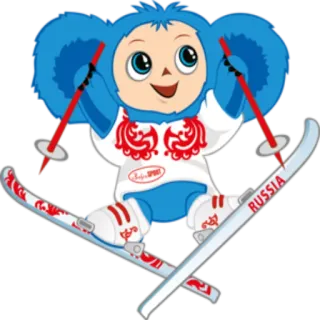🎿 RUSSIA mascote, esportes de inverno, esqui, Rússia, desenho animado, personagem telegram sticker