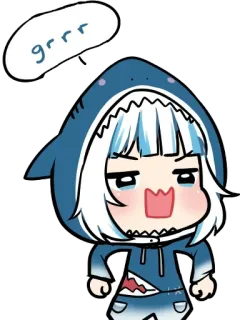 💢 Gawr Gura grrr anime, shark, cute, gawr gura, vtuber telegram sticker