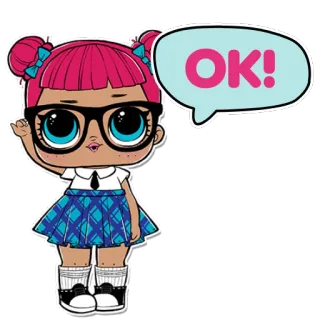 😀 OK! doll, cartoon, character, girl, ok telegram sticker
