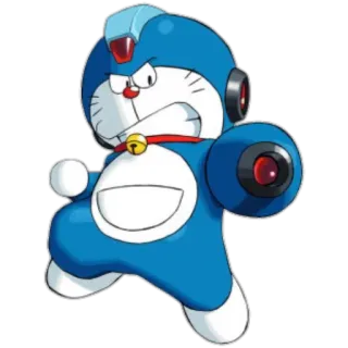 😬 Doraemon doraemon, megaman, fusion, mashup, anime, manga, roboter, blau whatsapp sticker