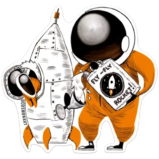 ⛽️ FLY-FLY ROCKET! astronaut, rocket, space, cosmos, exploration, fuel whatsapp sticker