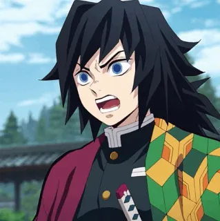 🌊 Giyu Tomioka Demon Slayer アニメ, 鬼滅の刃, 冨岡義勇, 怒り, 漫画 whatsapp sticker