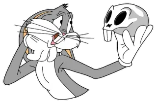 💀 Bugs Bunny dibujo animado, calavera, Looney Tunes, conejo, animal, personaje telegram sticker
