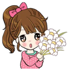 🌸 hoạt hình, cô gái, hoa, dễ thương, kawaii, anime telegram sticker