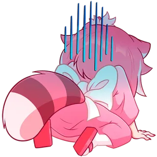 😰 cartoon, illustration, sad, crying, pink, chibi, anime telegram sticker
