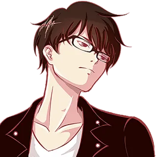 😏 Anime, Manga, Anak laki-laki, Kacamata, Kartun telegram sticker